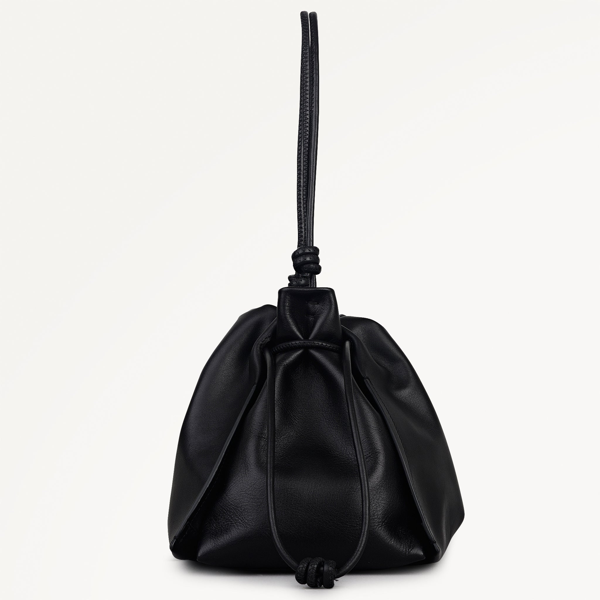 Black Medium Drawstring Cross Body Bag | The Roxburgh SS26