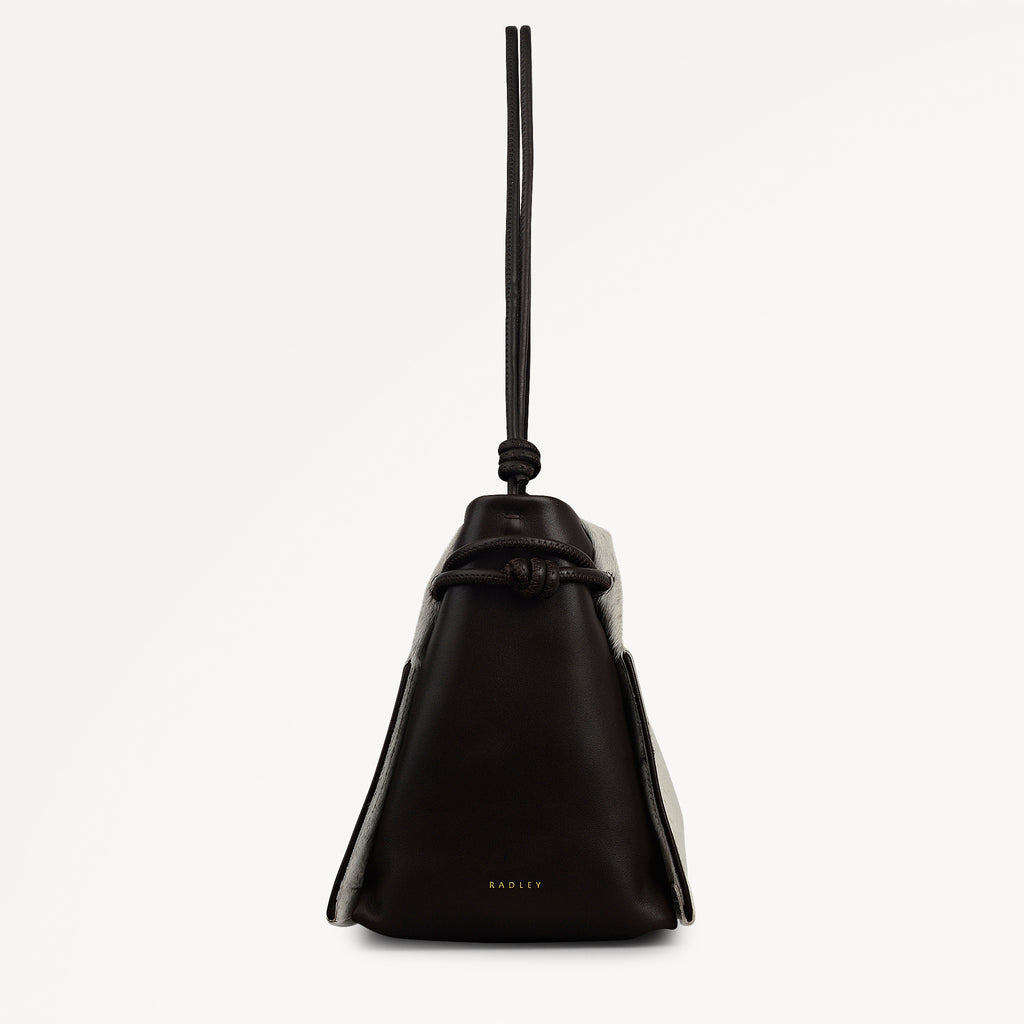 The Roxburgh - Cow Hide Medium Drawstring Cross Body Dark Oak - 113070