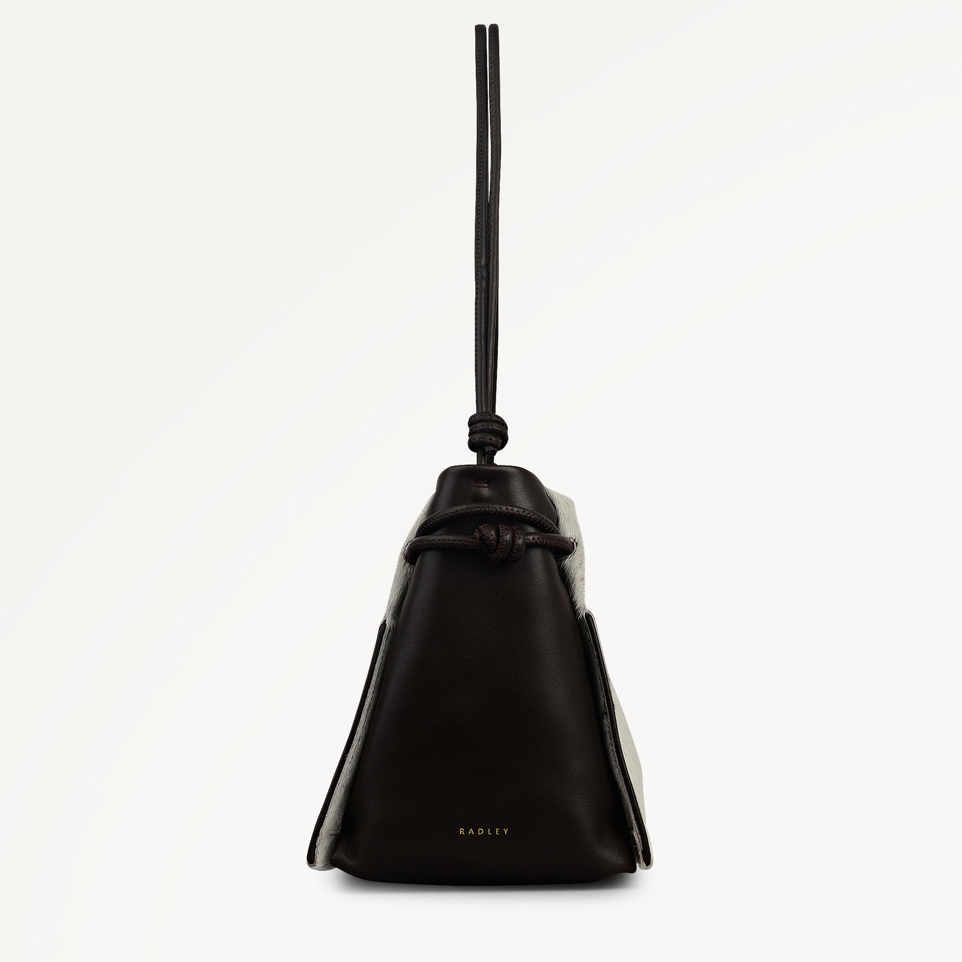 The Roxburgh - Cow Hide Medium Drawstring Cross Body Dark Oak - 113070