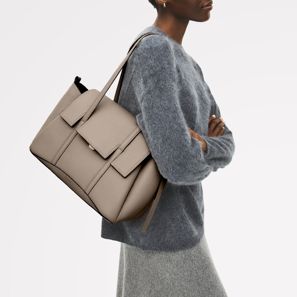 The Chancery Medium Flapover Shoulder Porcini - 113085