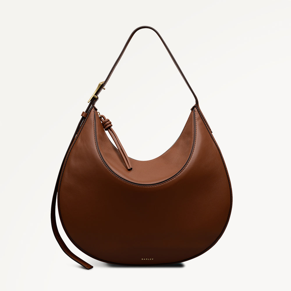 Bliss Crescent Large Ziptop Shoulder Cognac