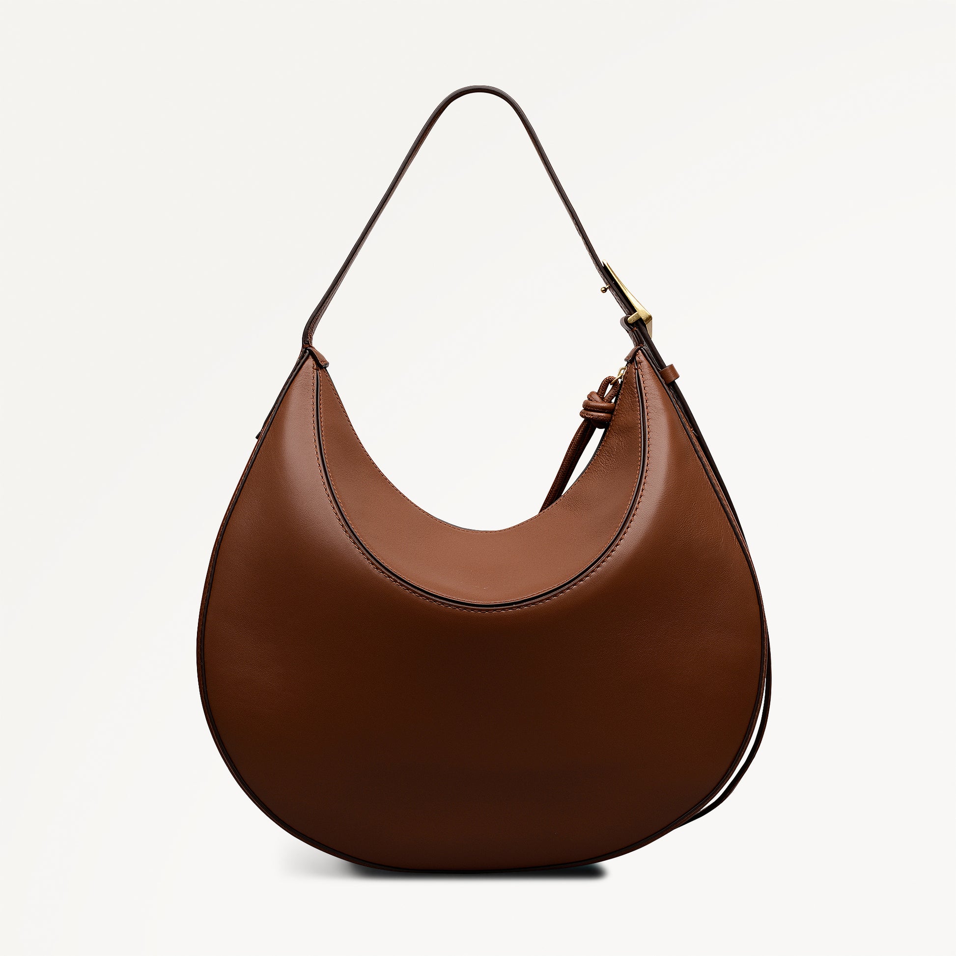 Bliss Crescent Large Ziptop Shoulder Cognac