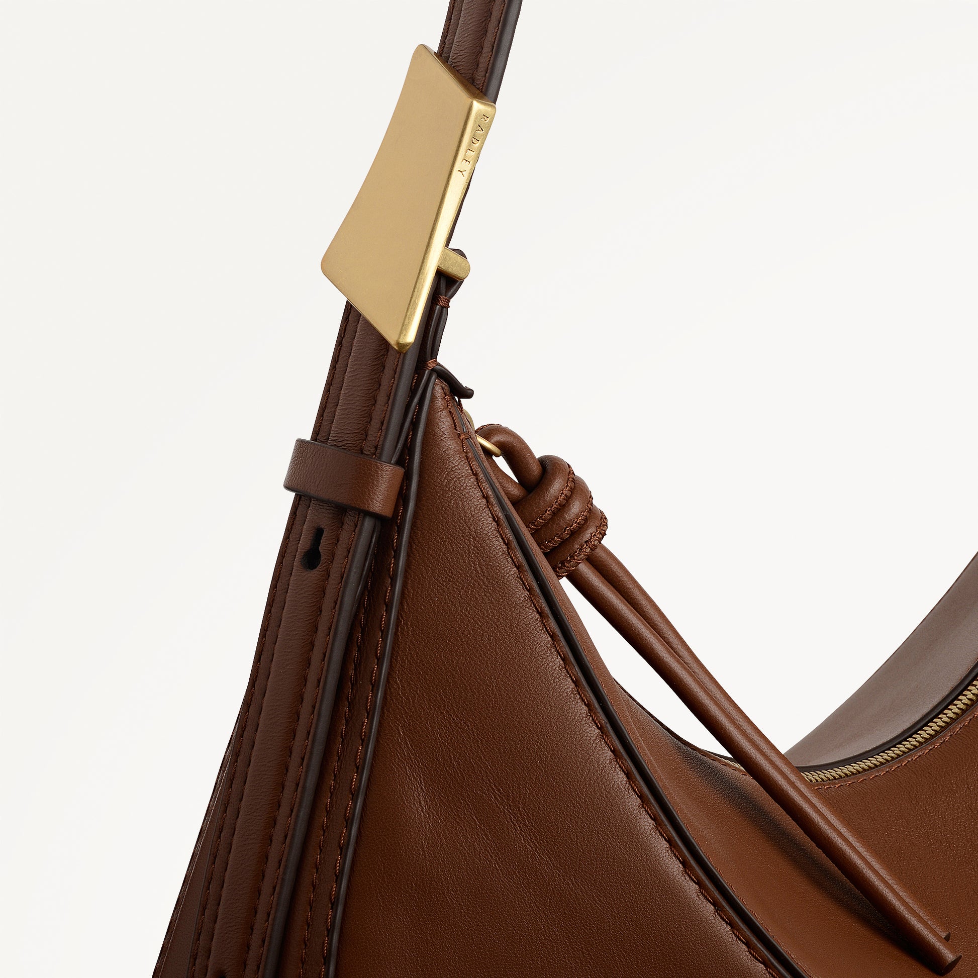 Bliss Crescent Large Ziptop Shoulder Cognac