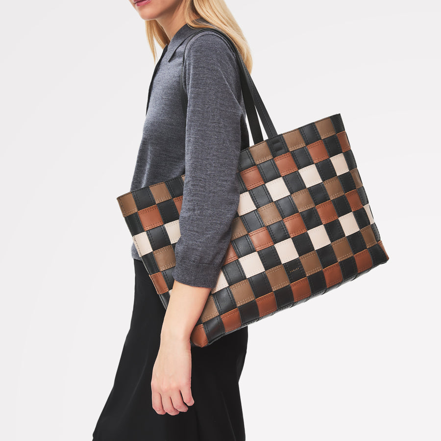 The Abbey - Patchwork Extra Large Open Top Tote Black - 113093