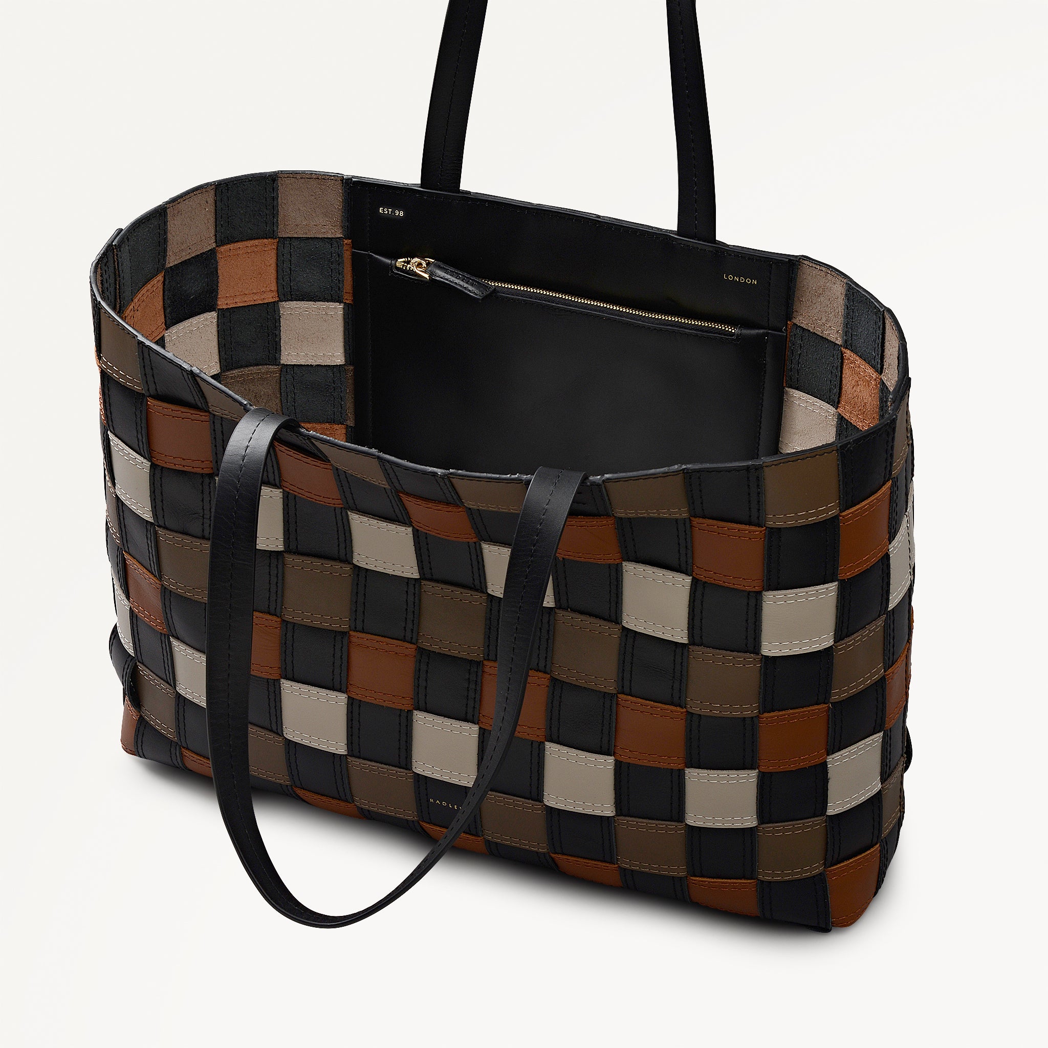 The Abbey - Patchwork Extra Large Open Top Tote Black - 113093