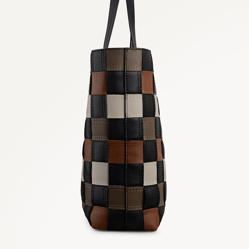 The Abbey - Patchwork Extra Large Open Top Tote Black - 113093
