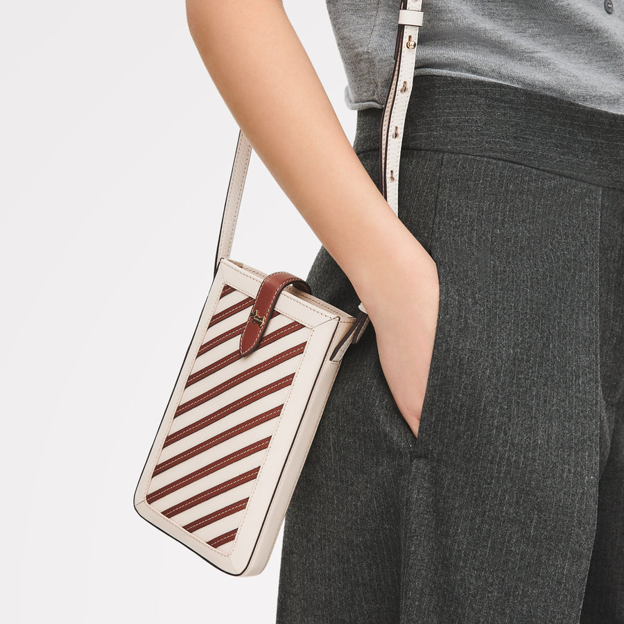 Willis Street - Stripe Medium  Phone Crossbody Salt