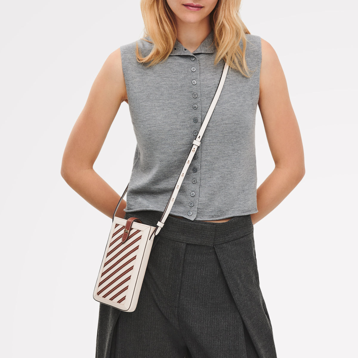 Willis Street - Stripe Medium  Phone Crossbody Salt - 113134