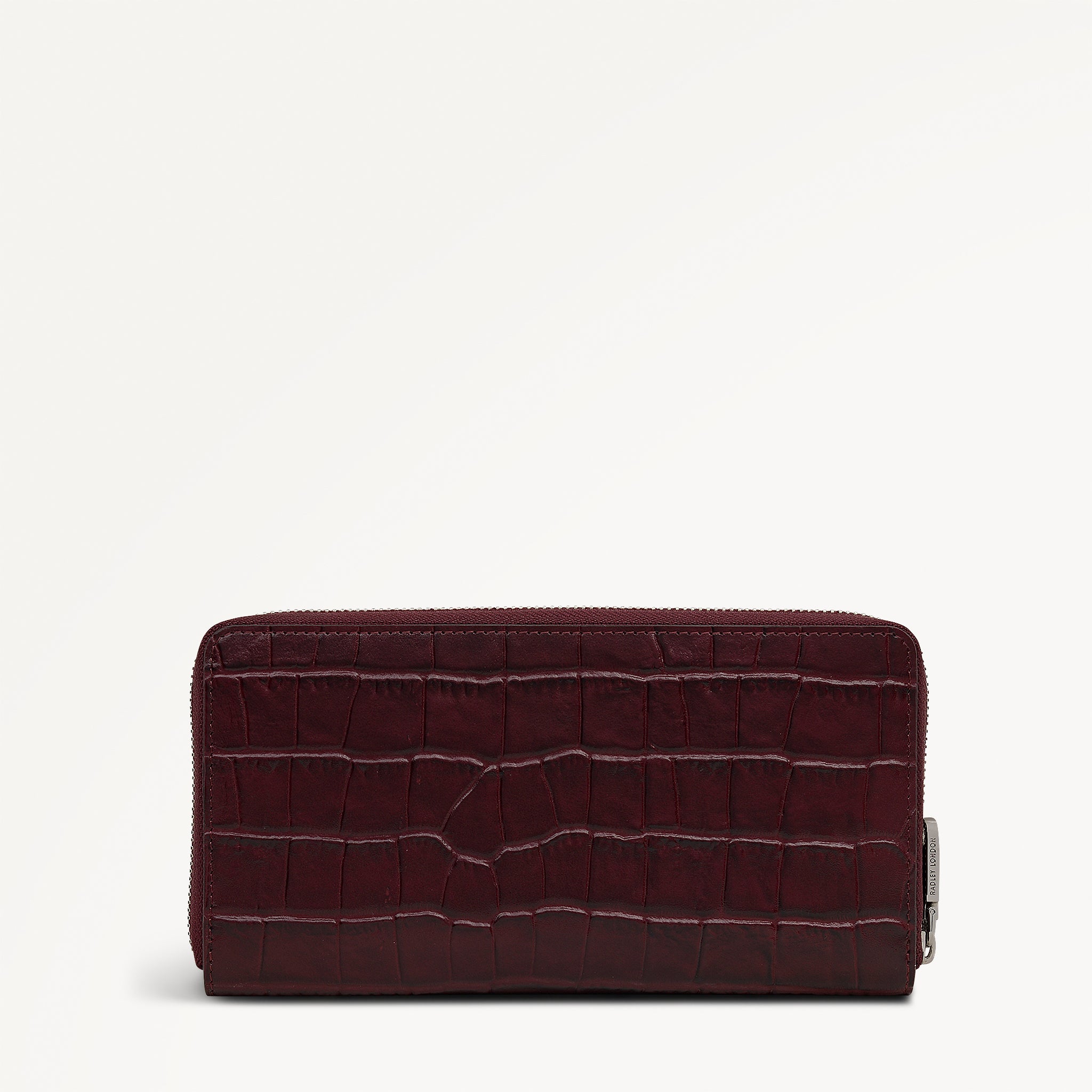 Dukes Place - Faux Croc Large Zip Around Purse Dark Cherry - 113147