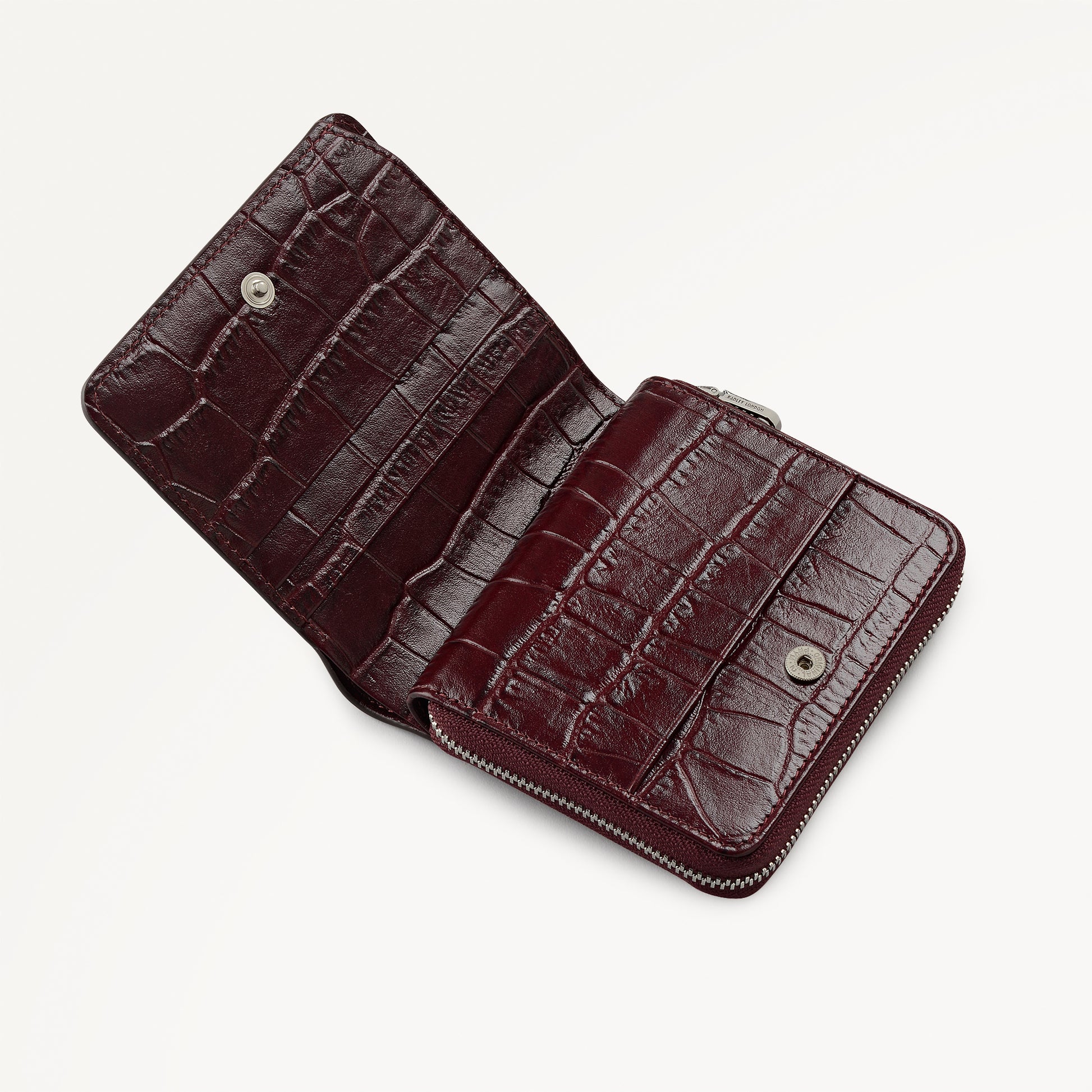 Dukes Place - Faux Croc Medium Zip Around Purse Dark Cherry - 113148