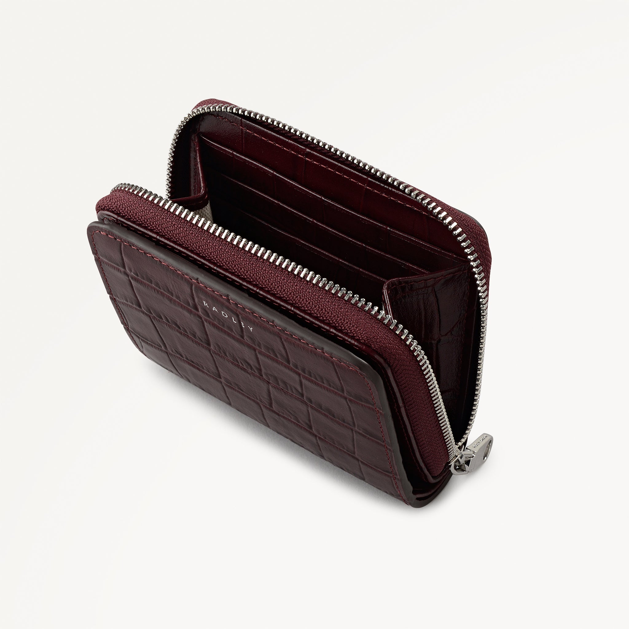 Dukes Place - Faux Croc Medium Zip Around Purse Dark Cherry - 113148
