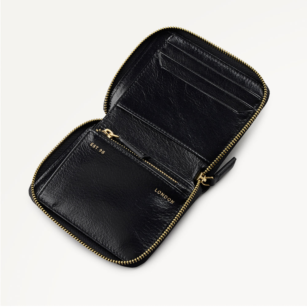 The Chancery - High Shine Medium Zip Around Purse Black - 113154