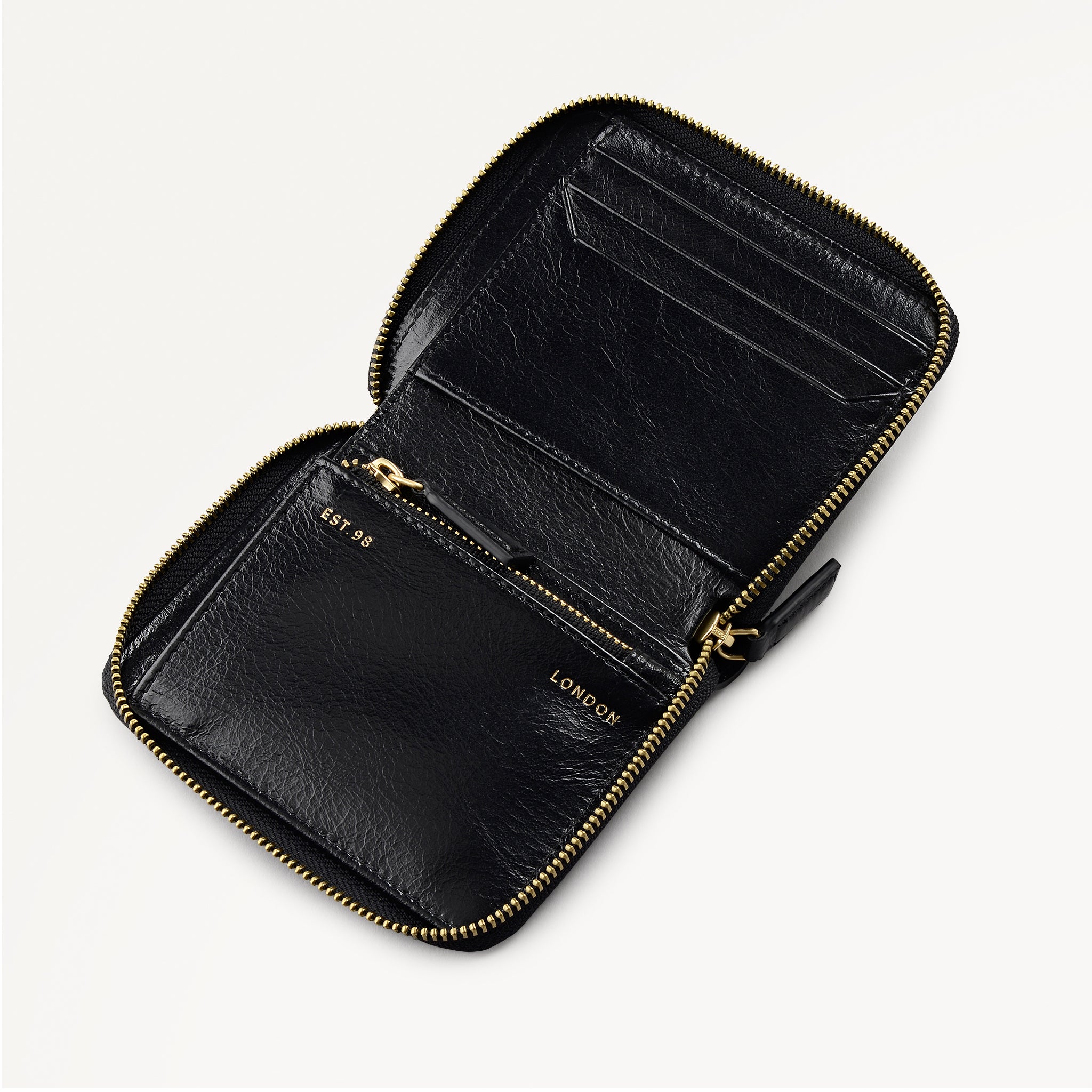 The Chancery - High Shine Medium Zip Around Purse Black - 113154