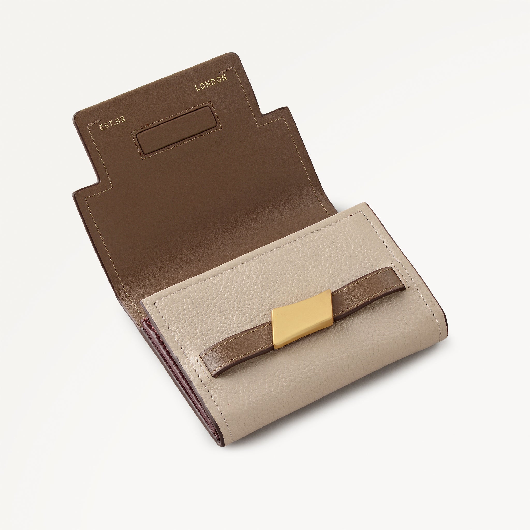 The Christina - Colourblock Medium Flapover Purse Porcini - 113160