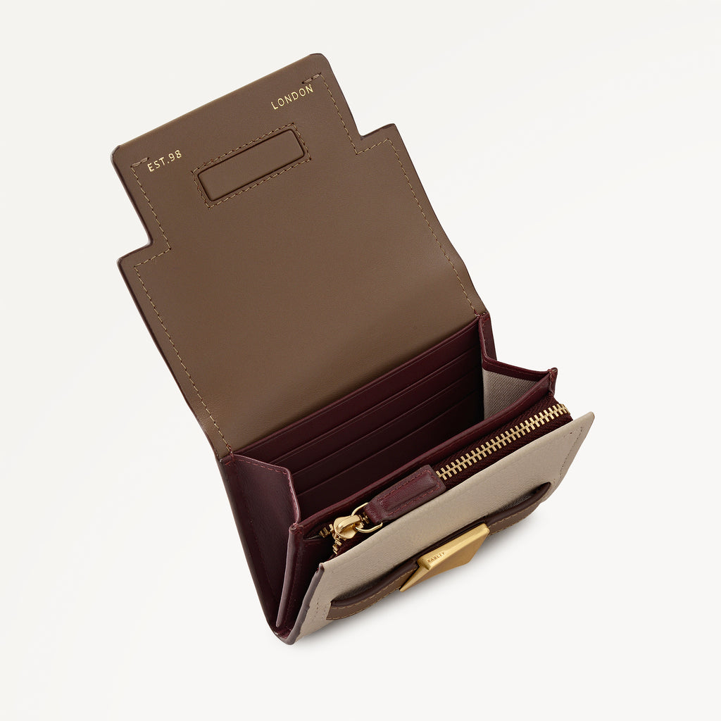 The Christina - Colourblock Medium Flapover Purse Porcini - 113160