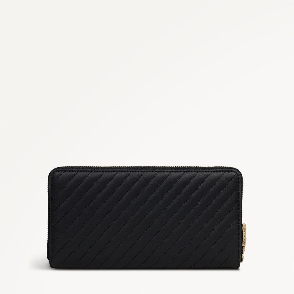 Dukes Place - Quilt Large Zip Around Purse Black - 113165