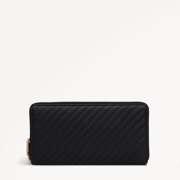 Dukes Place - Quilt Large Zip Around Purse Black - 113165