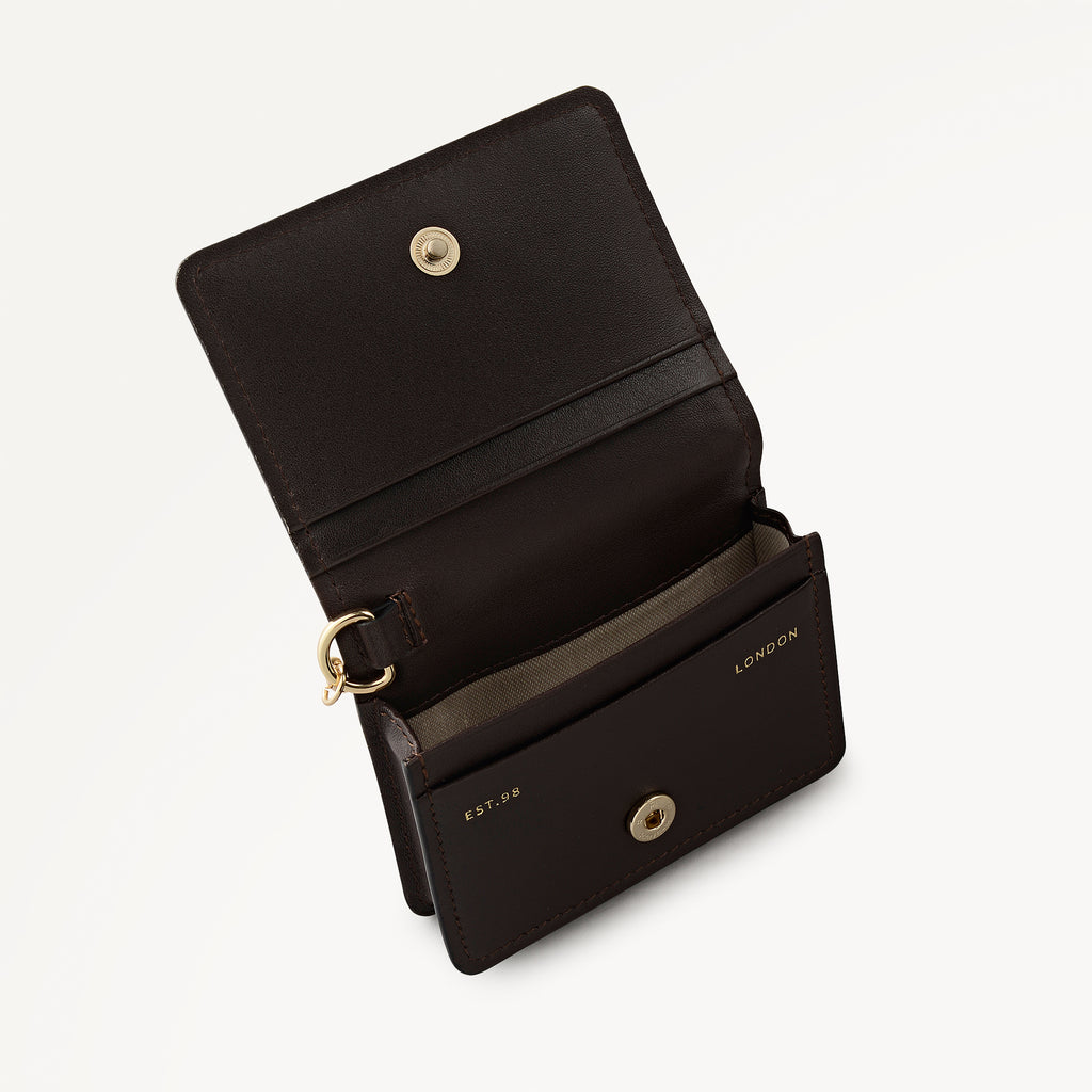 Chester Row - Cow Hide Small Card Holder Dark Oak - 113174