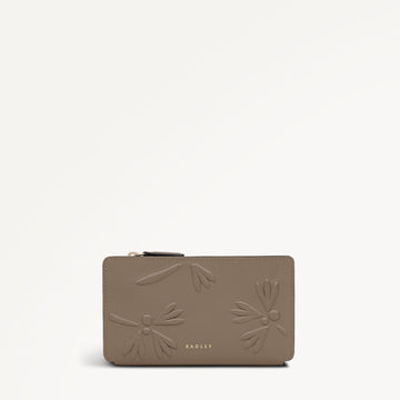Coin Street - Debossed Medium Ziptop Purse Coffee - 113184