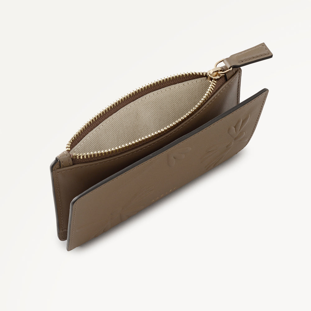 Coin Street - Debossed Medium Ziptop Purse Coffee - 113184