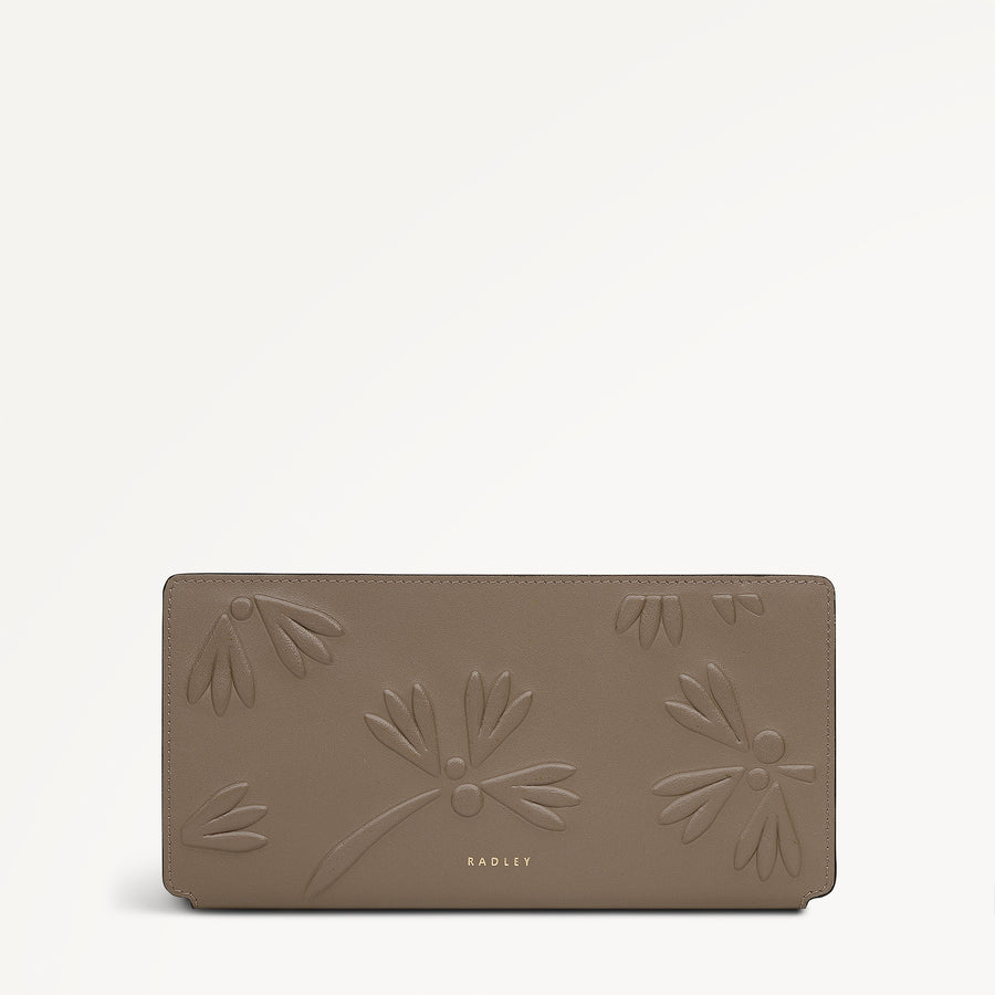 Coin Street - Debossed Large Ziptop Purse Coffee - 113185