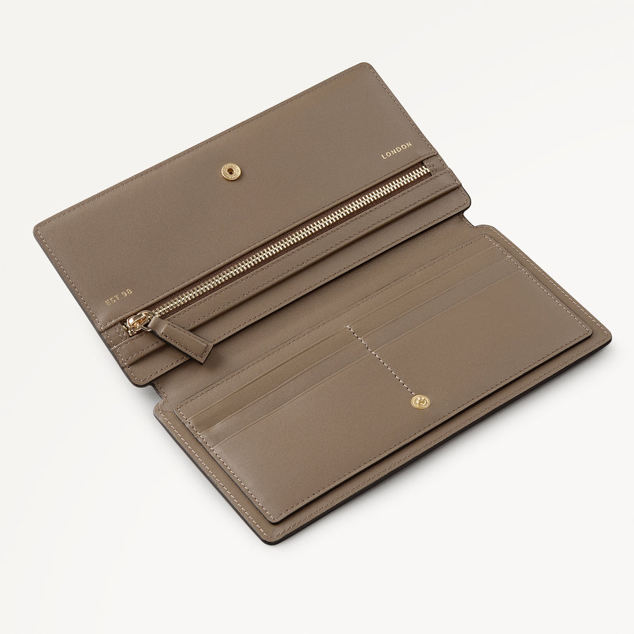 Coin Street - Debossed Large Ziptop Purse Coffee - 113185