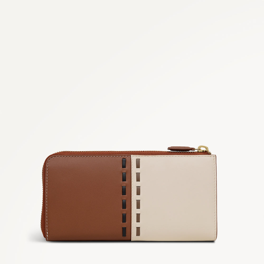 The Abbey - Patchwork Large Zip Around Purse Salt - 113186