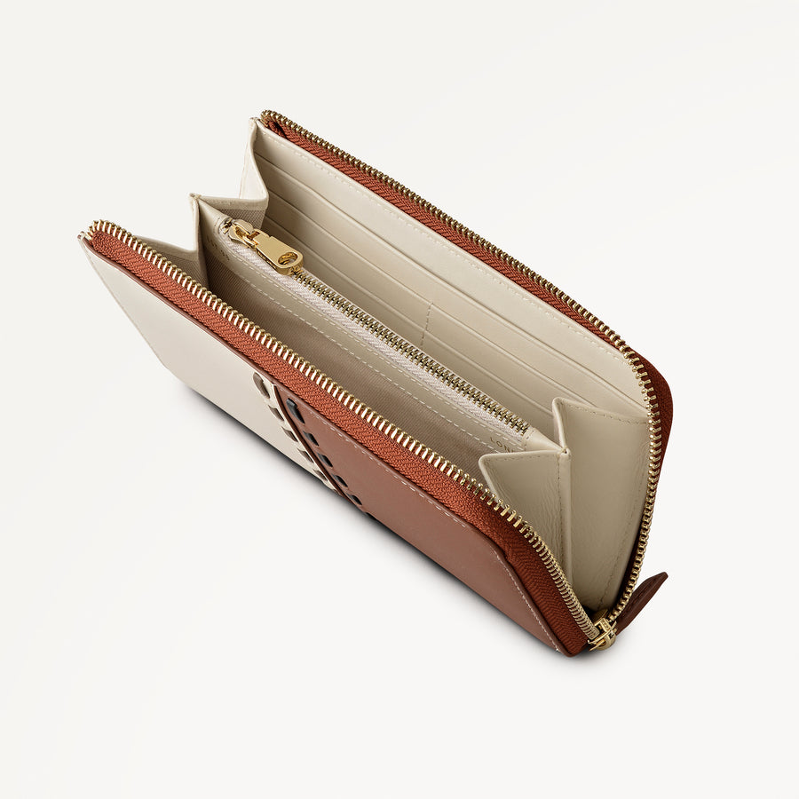 The Abbey - Patchwork Large Zip Around Purse Salt - 113186