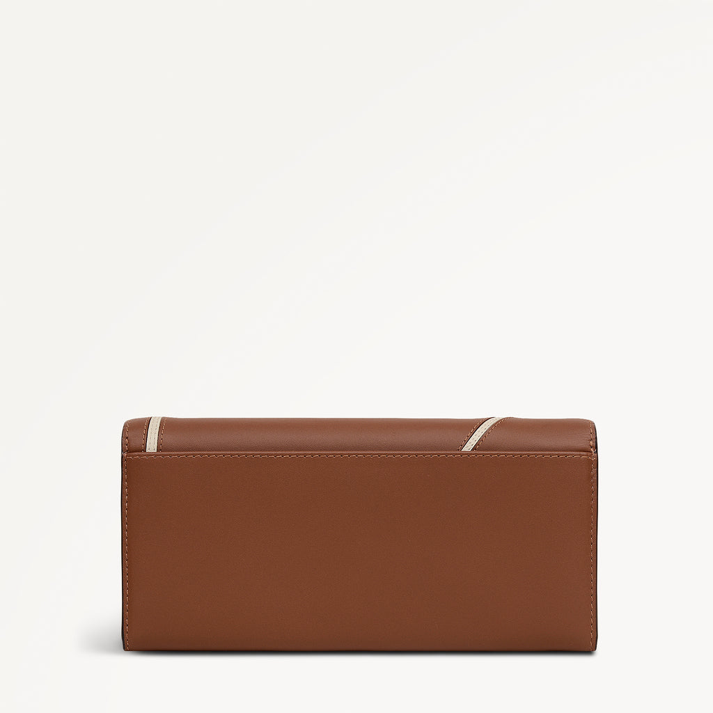 Floral Large Flapover Wallet Cognac - 113210