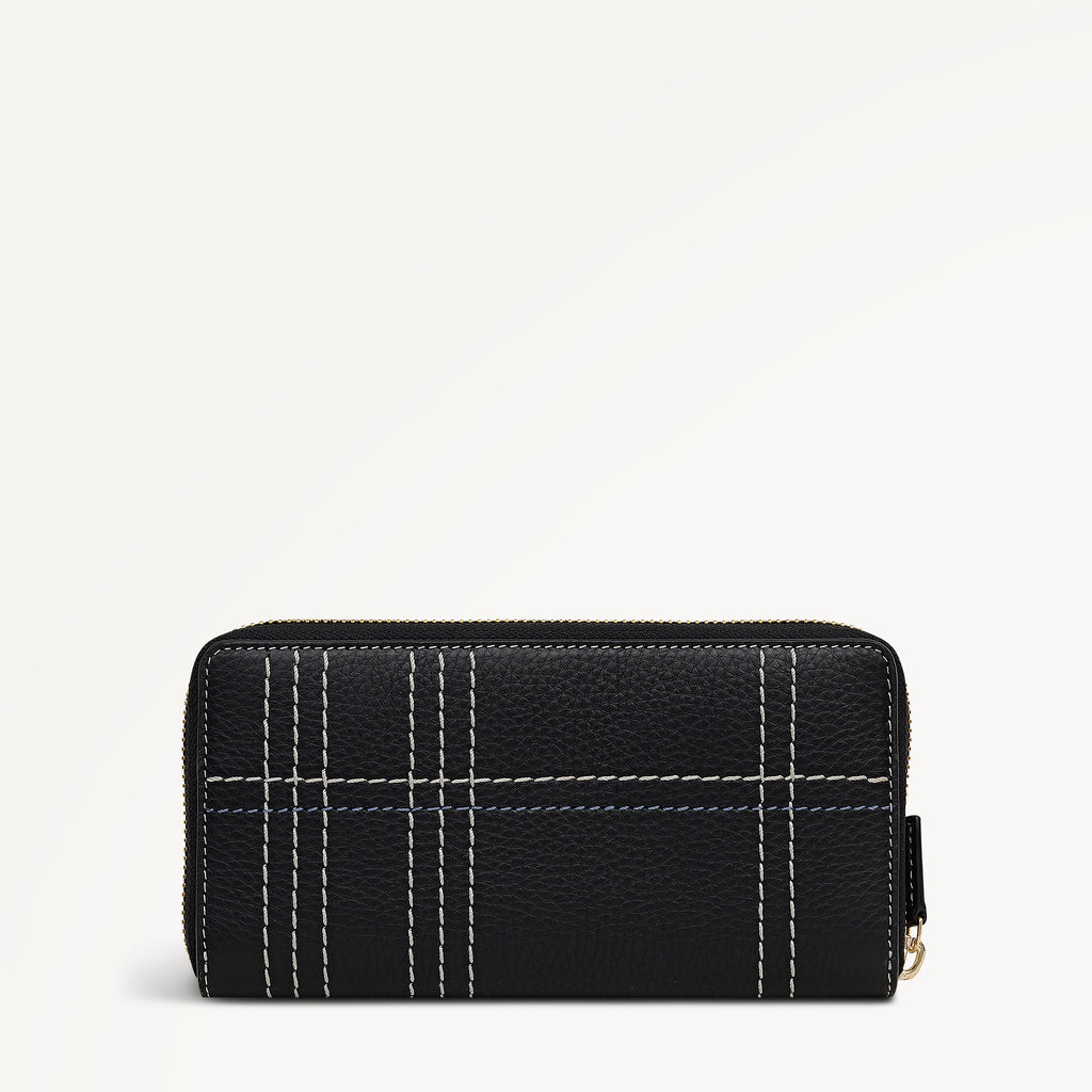 Calvert Way - Check Large Zip Around Wallet Black - 113214
