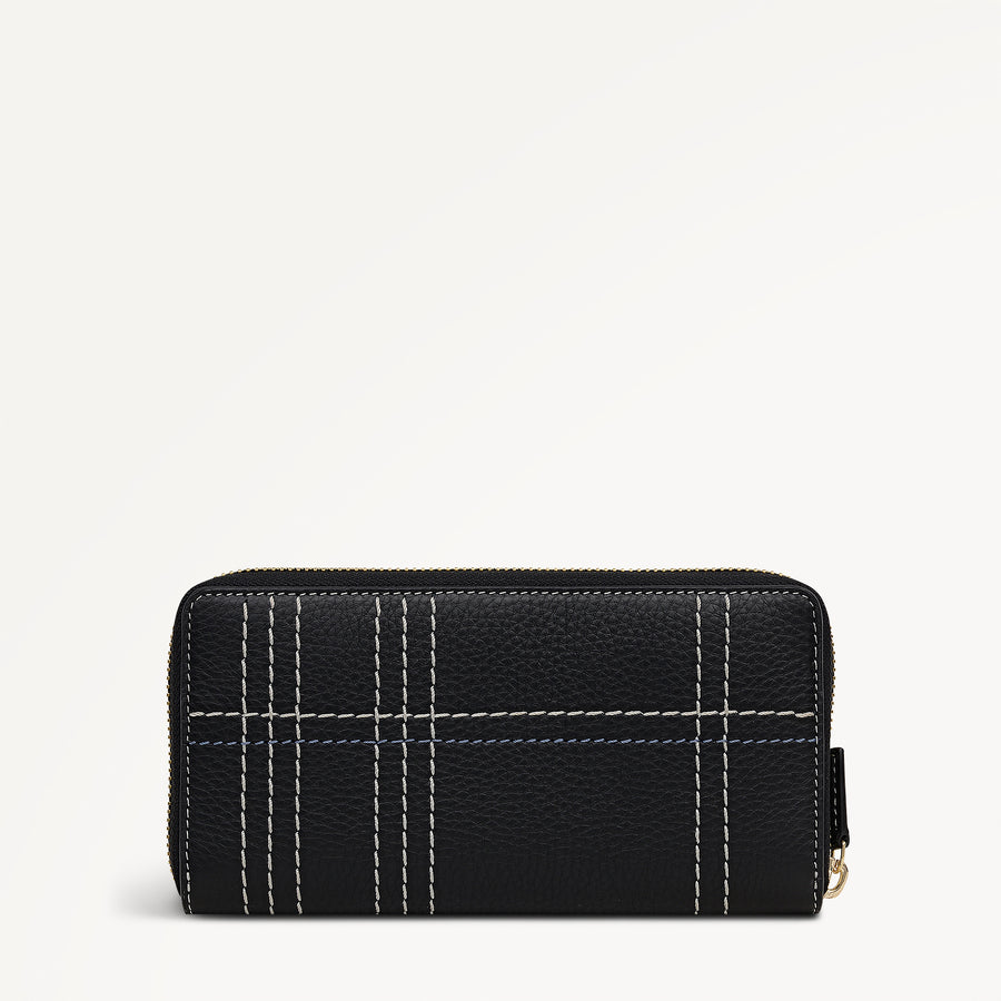 Calvert Way - Check Large Zip Around Purse Black - 113214