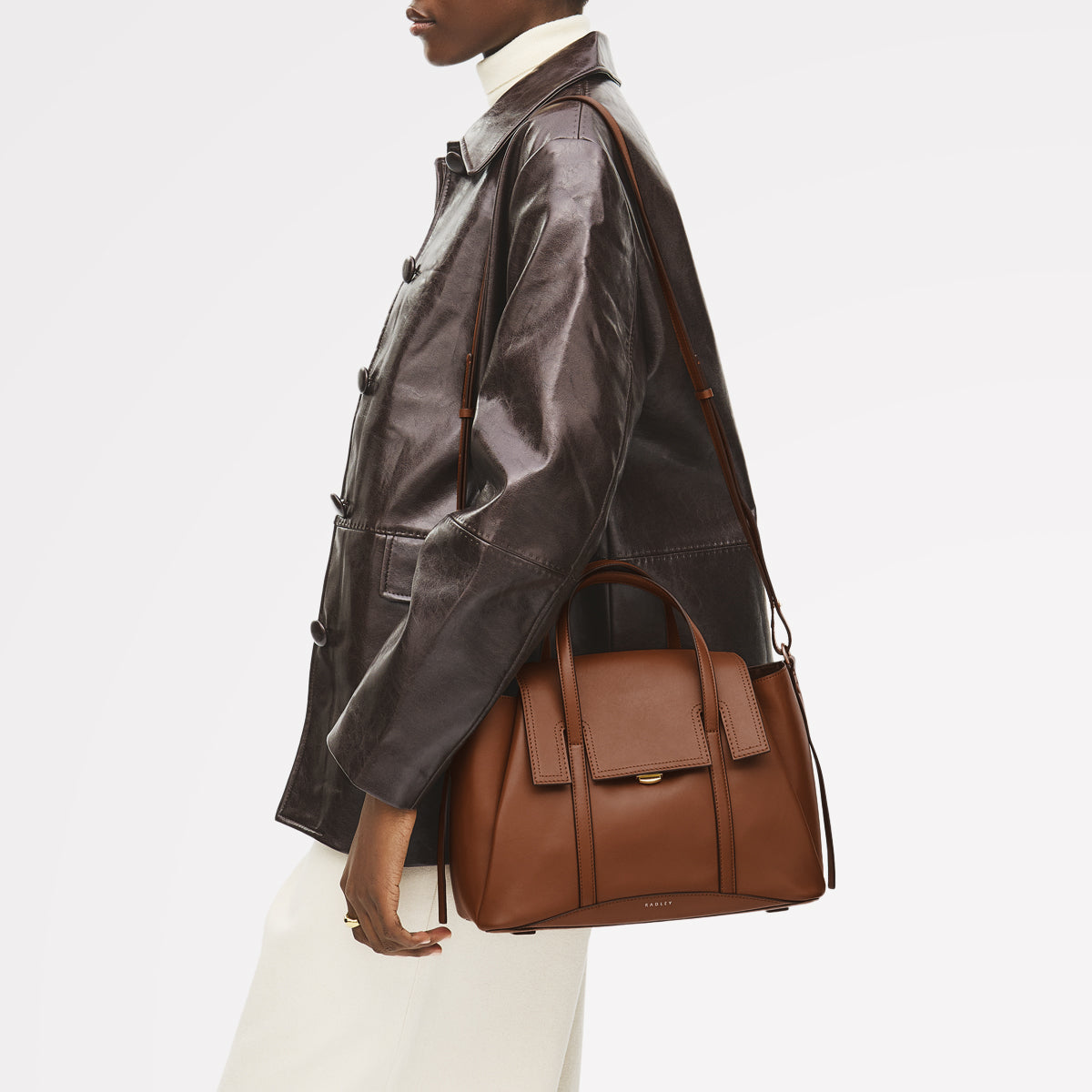 The Chancery Medium Flapover Grab Cognac - 113239