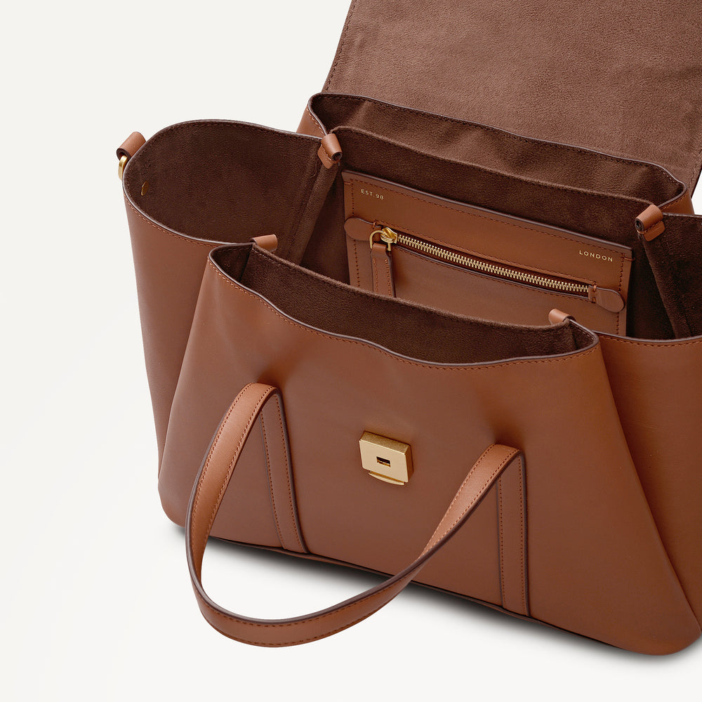 The Chancery Medium Flapover Grab Cognac - 113239