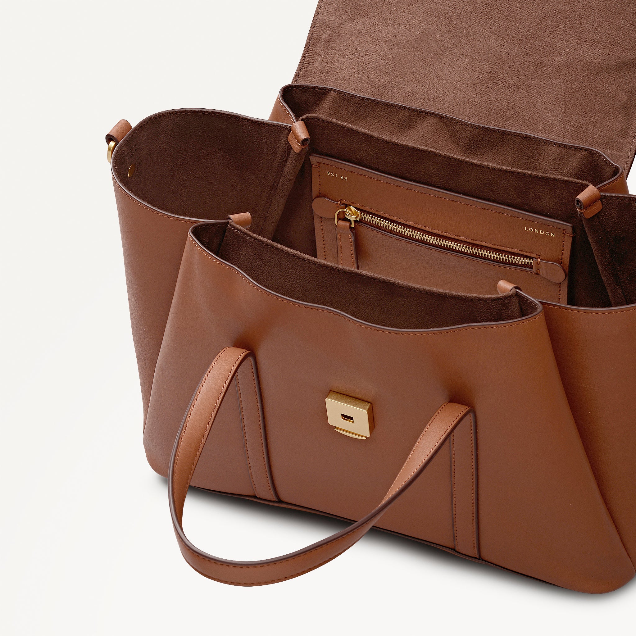 The Chancery Medium Flapover Grab Cognac - 113239