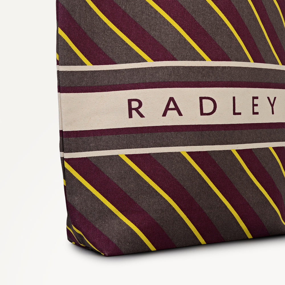Radley Diagonal Stripe Extra Large Open Top Tote Coffee - 113252