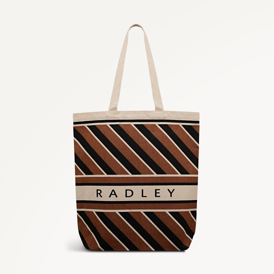 Radley Diagonal Stripe Extra Large Open Top Tote Cognac - 113267