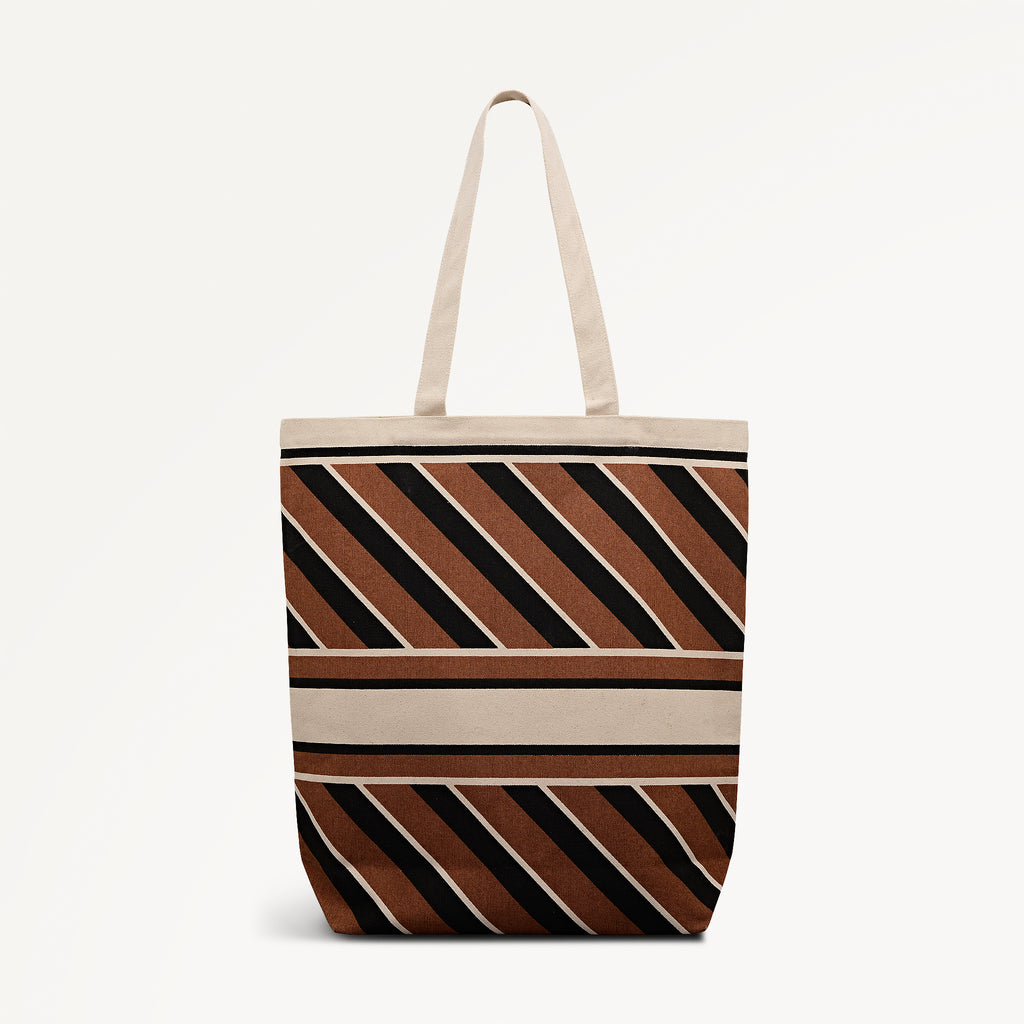 Radley Diagonal Stripe Extra Large Open Top Tote Cognac - 113267