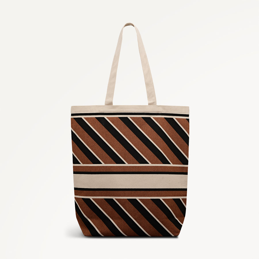 Radley Diagonal Stripe Extra Large Open Top Tote Cognac - 113267
