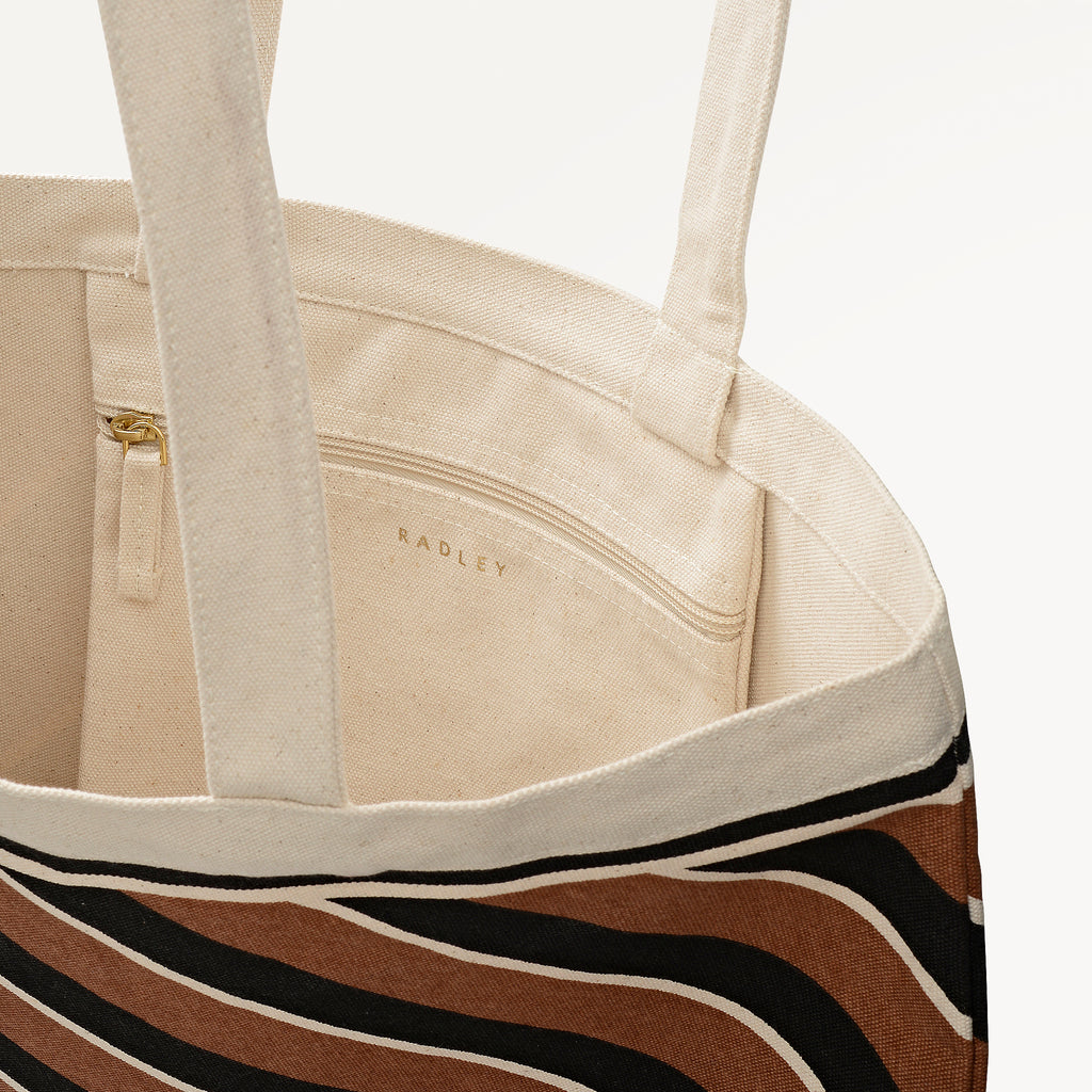 Radley Diagonal Stripe Extra Large Open Top Tote Cognac - 113267