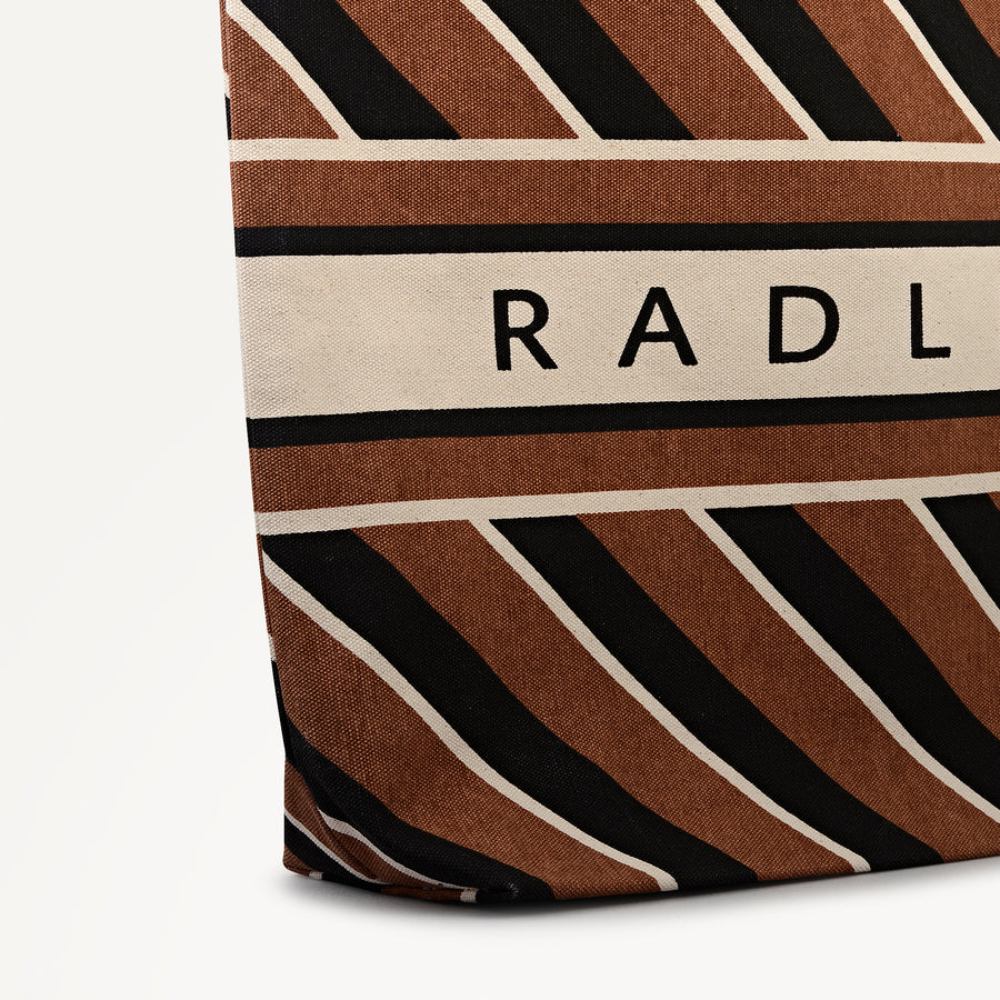 Radley Diagonal Stripe Extra Large Open Top Tote Cognac - 113267