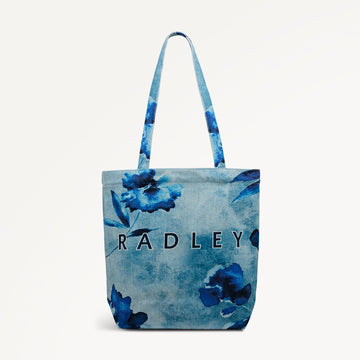 Painterly Floral Medium Open Top Tote Denim - 113271