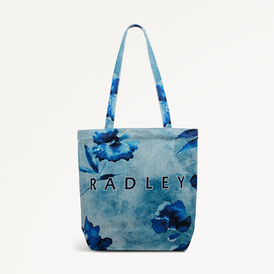 Painterly Floral Medium Open Top Tote Denim - 113271