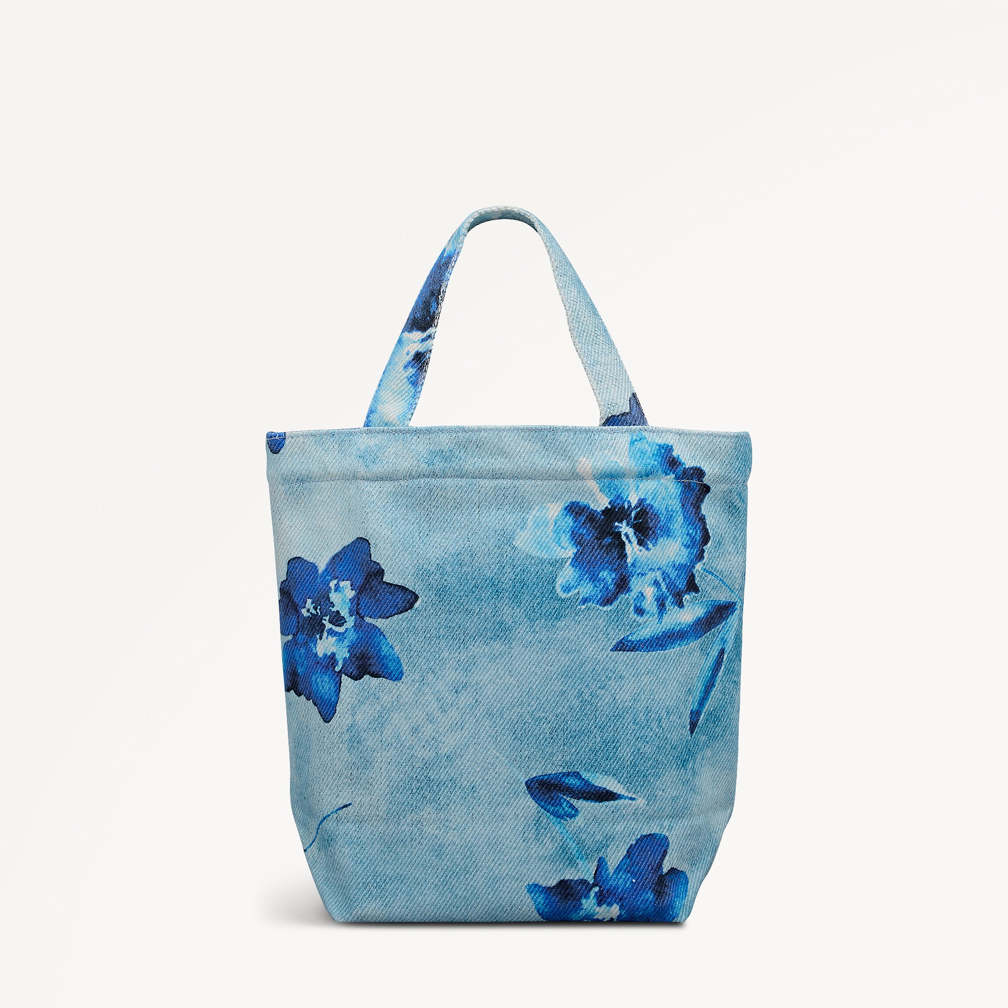 Painterly Floral Small Open Top Grab Denim - 113272