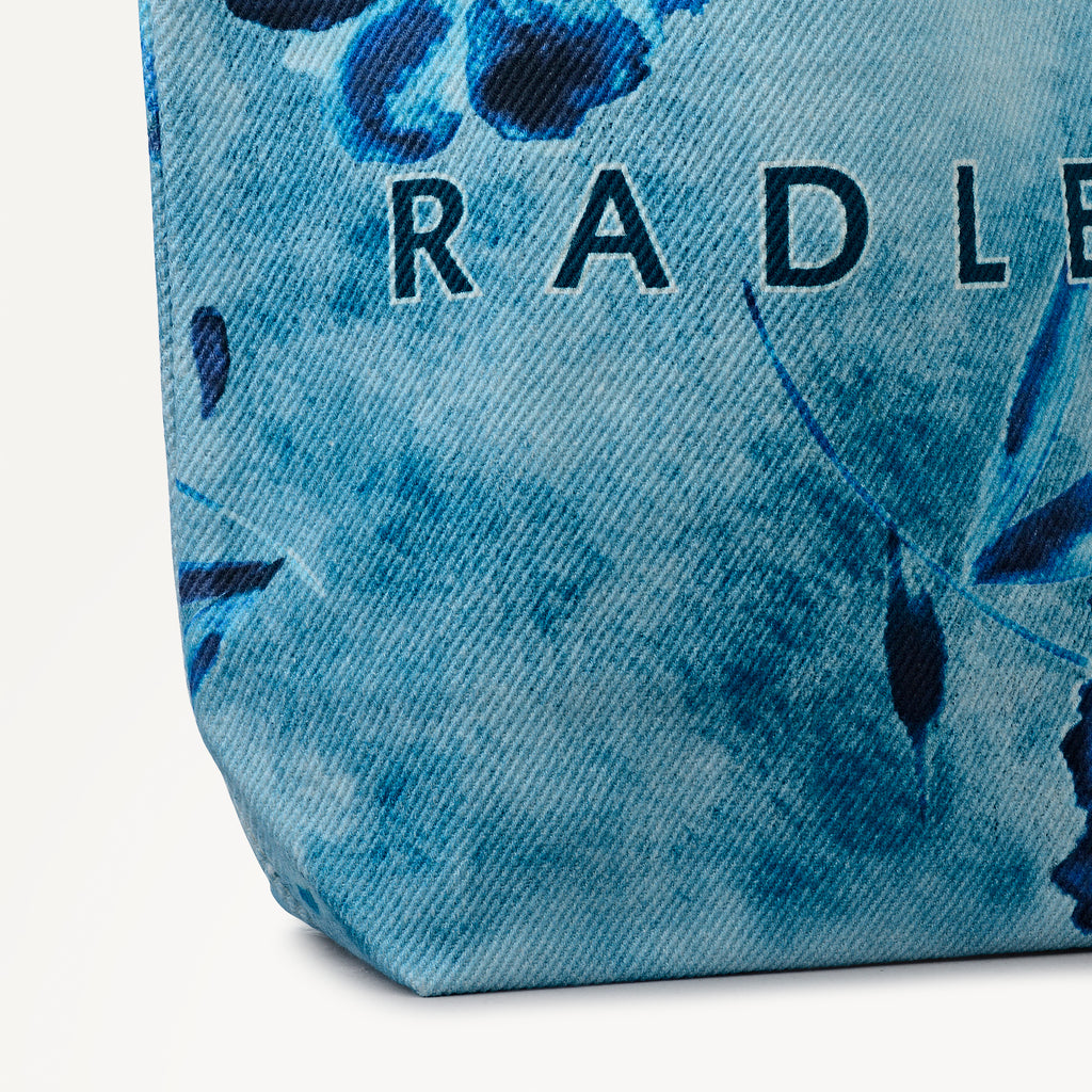 Painterly Floral Small Open Top Grab Denim - 113272