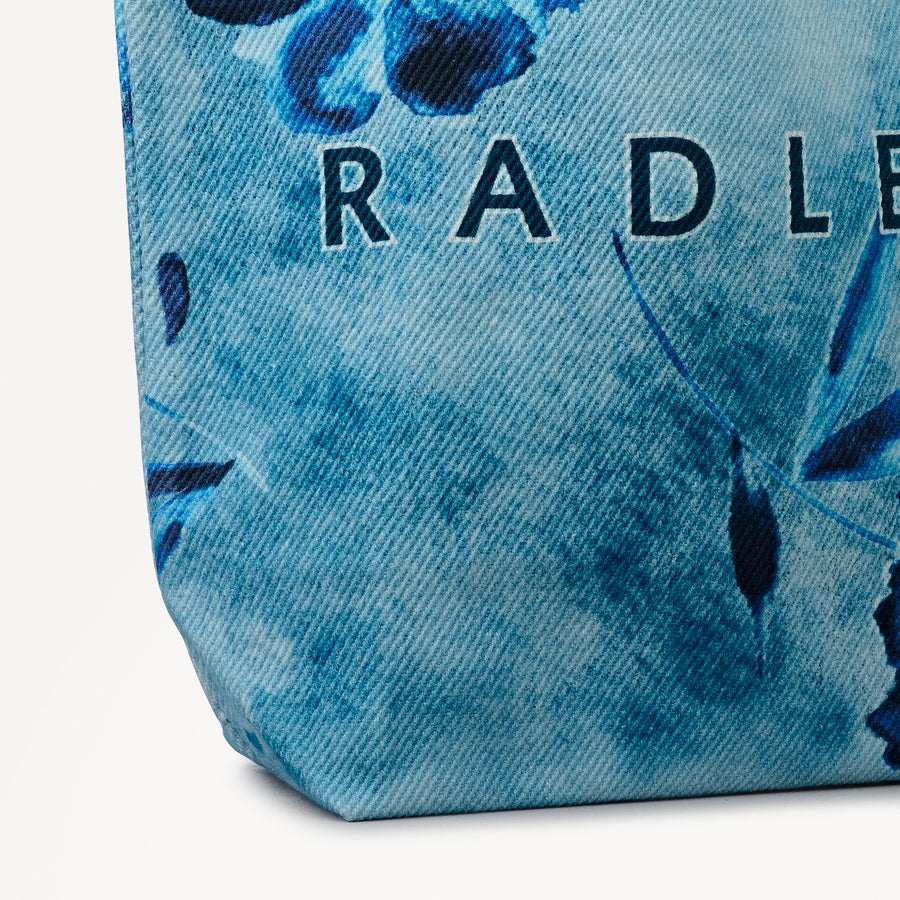 Painterly Floral Small Open Top Grab Denim - 113272