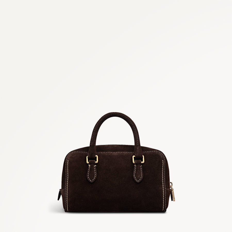 Portland Way - Suede Mini Zip Around Grab Dark Oak - 113289 Ohf/112/04