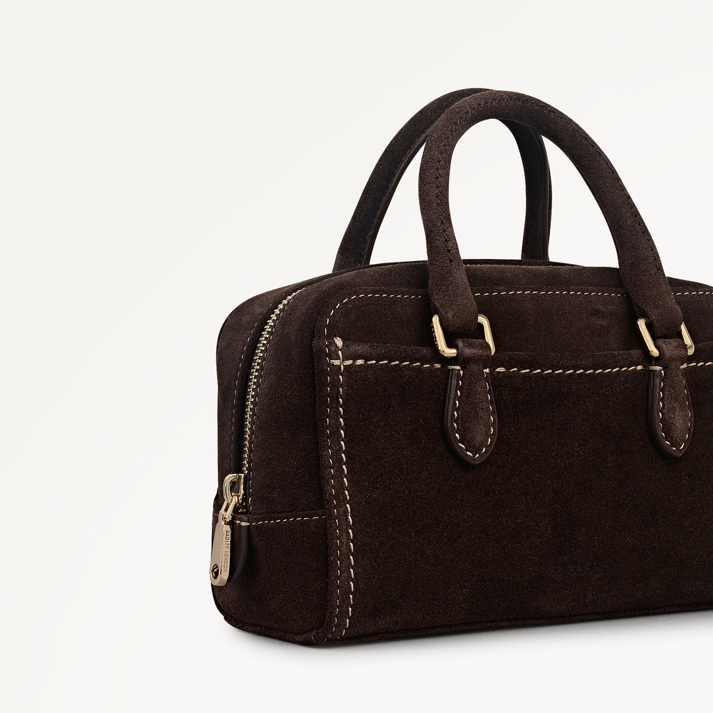 Portland Way - Suede Mini Zip Around Grab Dark Oak - 113289 Ohf/112/04