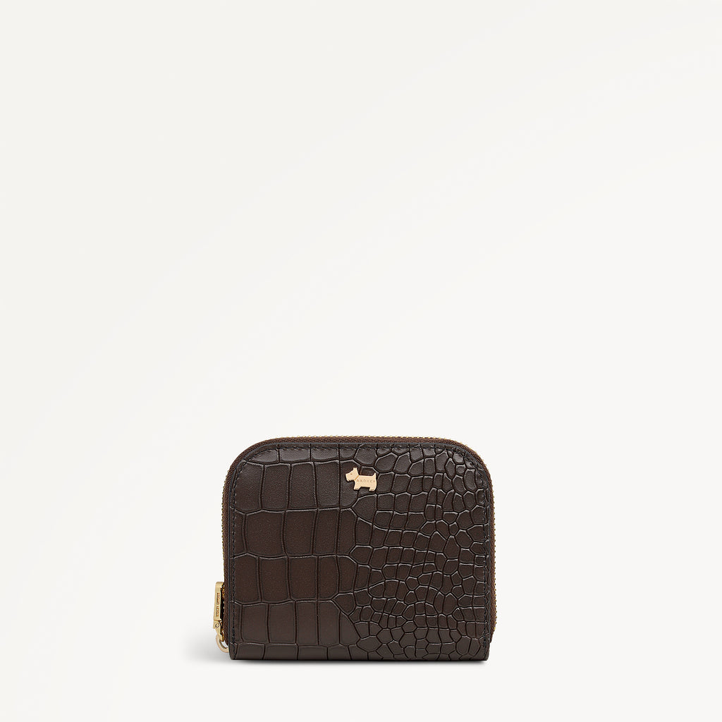 Percy Grove - Faux Croc Small Zip Around Purse Dark Oak - 113303