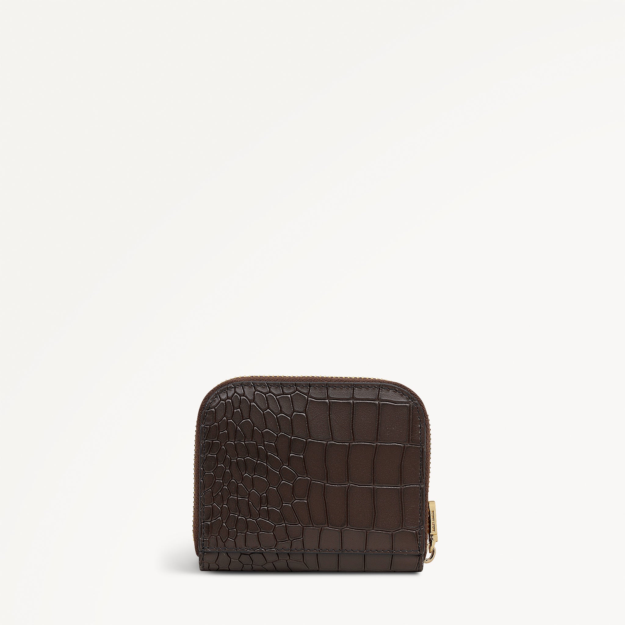 Percy Grove - Faux Croc Small Zip Around Purse Dark Oak - 113303