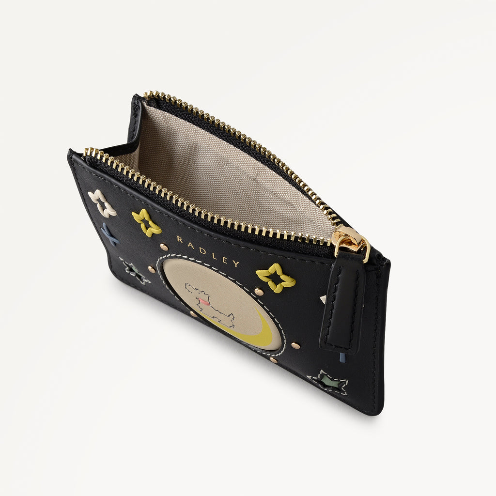 To The Moon Small Zip Card & Coin Holder Black - 113306